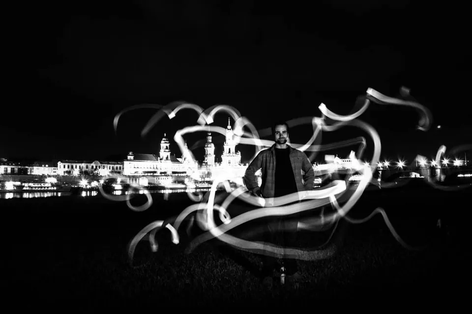 Skyline Dresden mit Langzeitbelichtung und Lightpainting